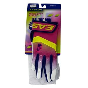 Easton Walk-Off Ethos Youth Batting Gloves Pink Yellow White Small A121045